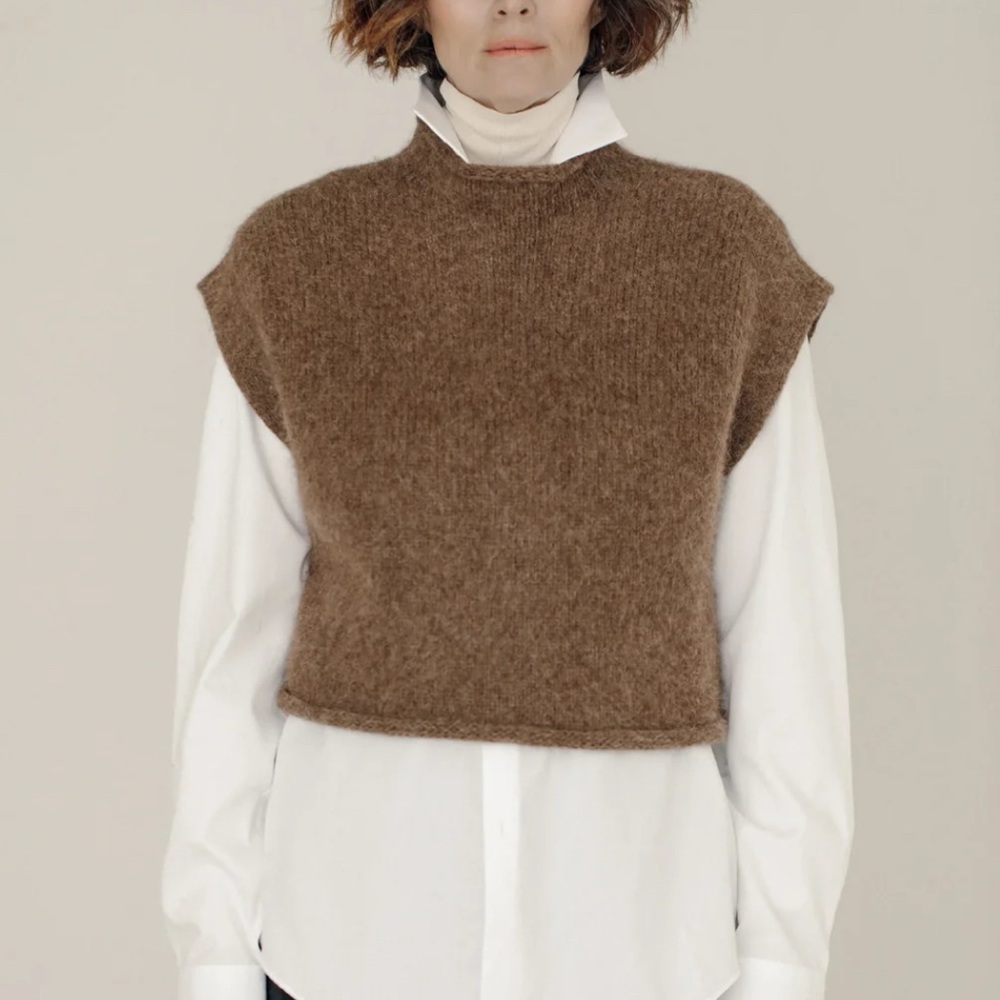 Bare Knitwear Iris Vest in Saddle